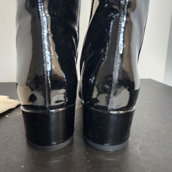 J. Crew Italian Black Patent Leather Boots Women's SZ 5 - #BM706 - New in Box! - Picture 5 of 9